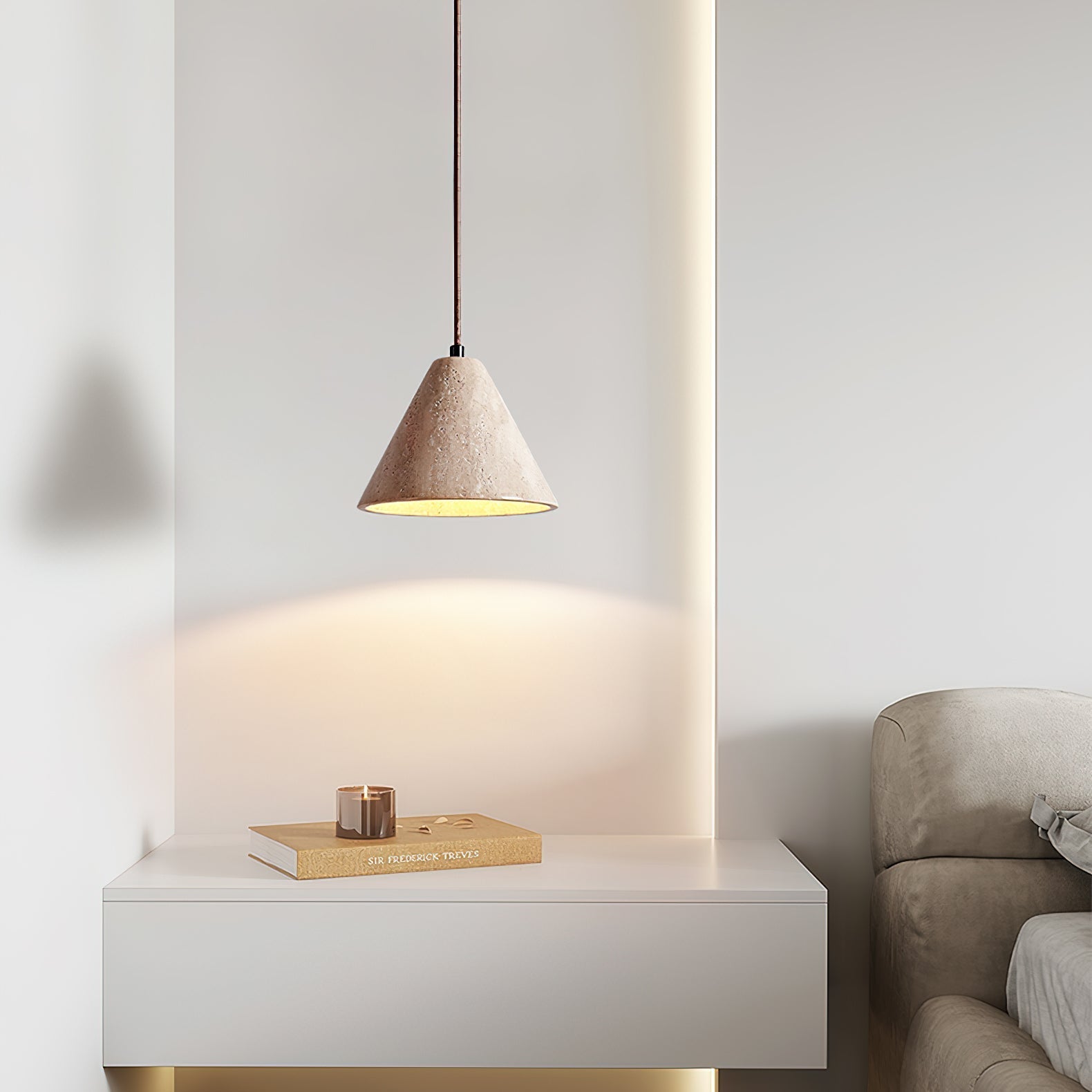 Ritta Travertine Dome Pendant Light