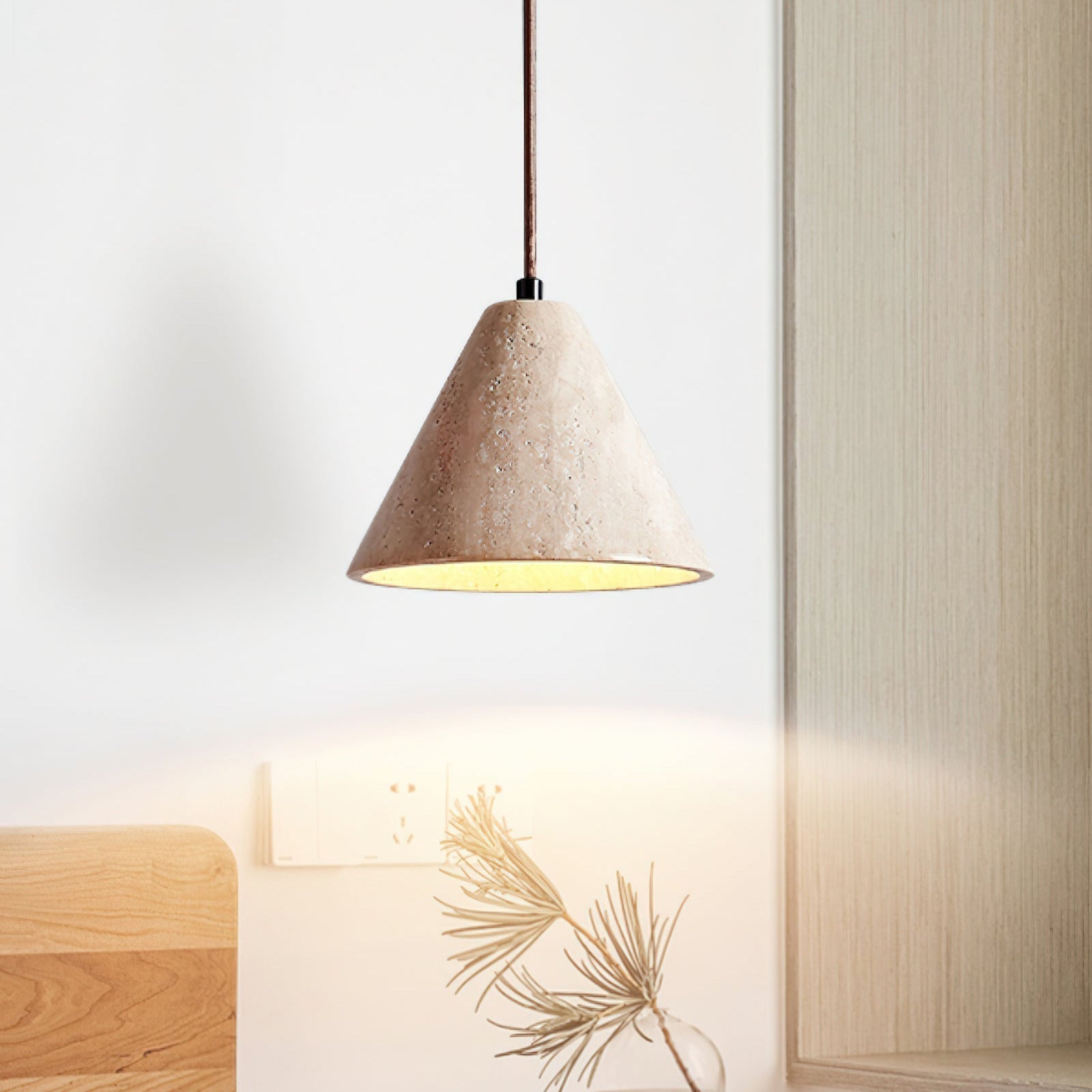 Ritta Travertine Dome Pendant Light