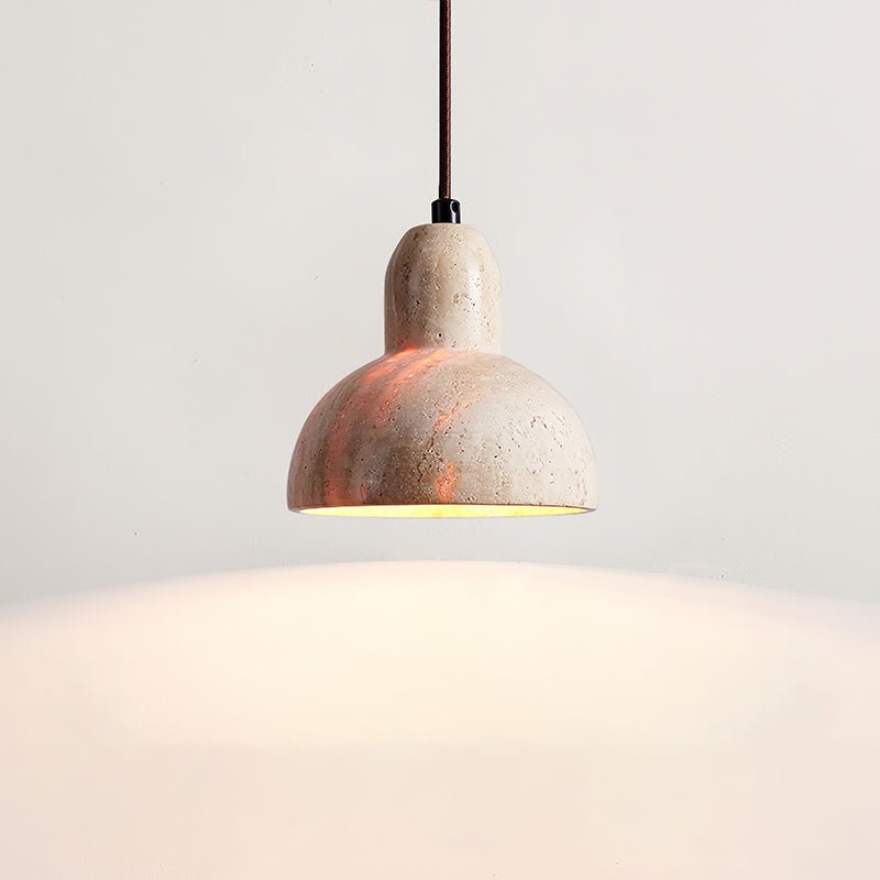 Vaelior Dome Shade Travertine Pendant Light