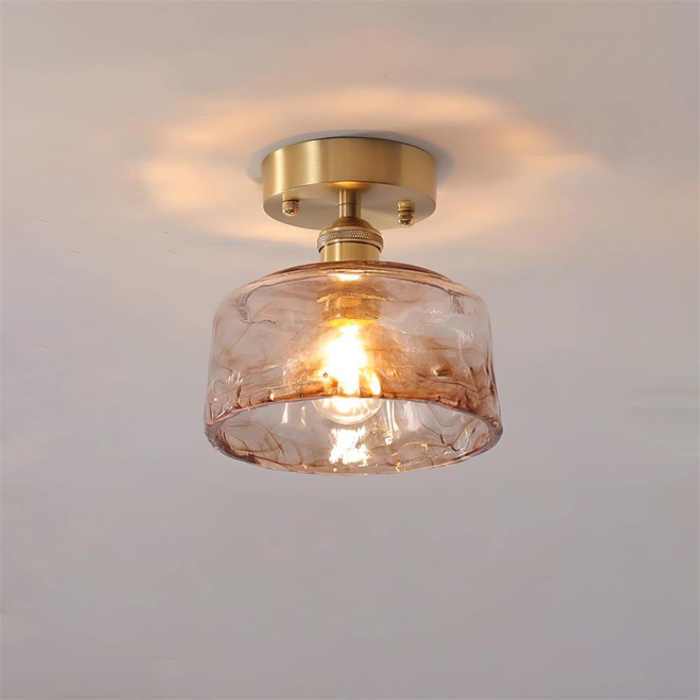 Ceiling Light Amber Swirl Glass