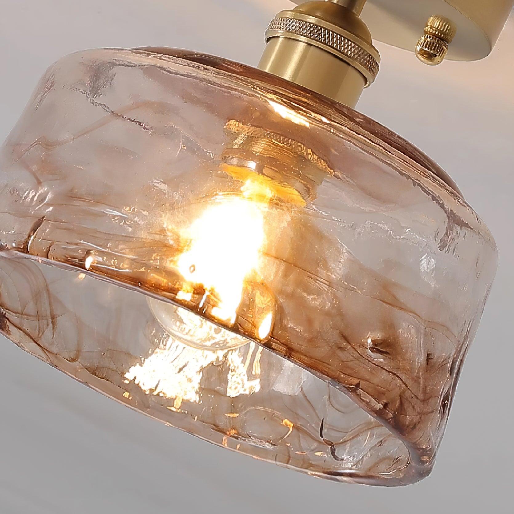 Ceiling Light Amber Swirl Glass