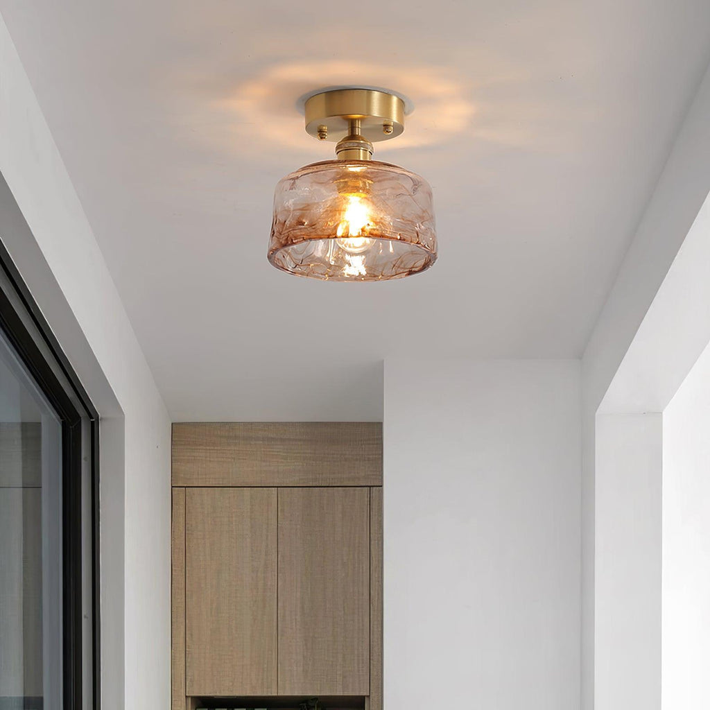 Ceiling Light Amber Swirl Glass