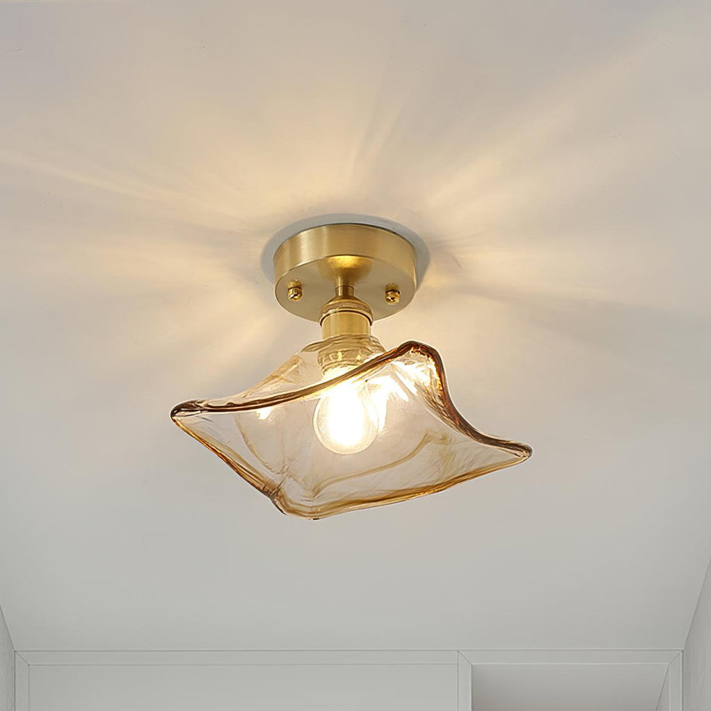Ceiling Light Amber Swirl Glass