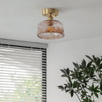 Ceiling Light Amber Swirl Glass