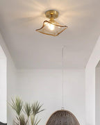 Ceiling Light Amber Swirl Glass