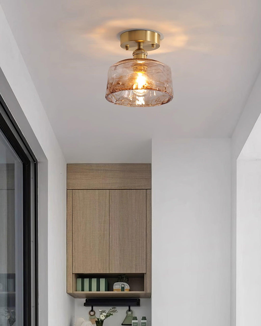 Ceiling Light Amber Swirl Glass