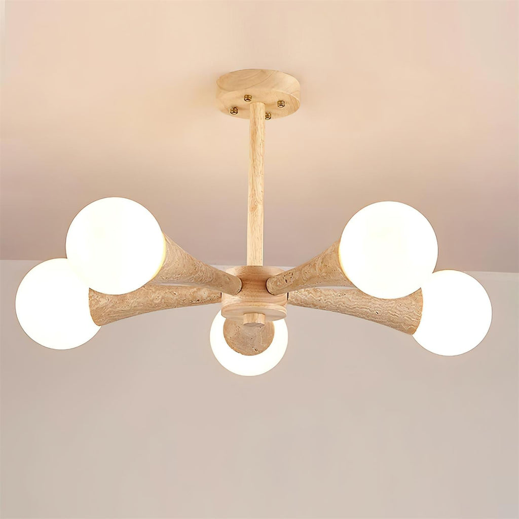 Ritta Flush Mount Ceiling Light Wood Travertine