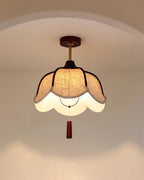 Givola Vintage Fabric Semi Flush Mount Ceiling Light