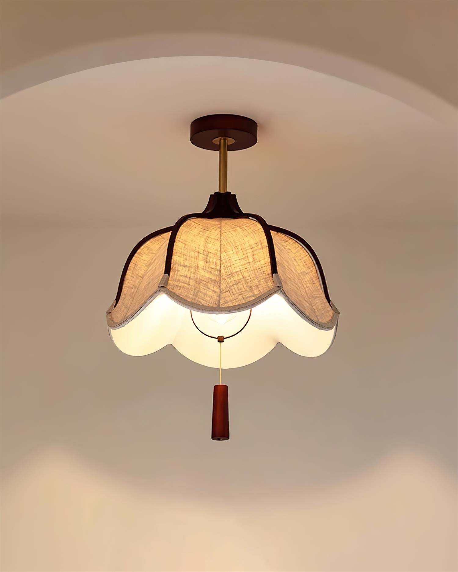 Givola Vintage Fabric Semi Flush Mount Ceiling Light