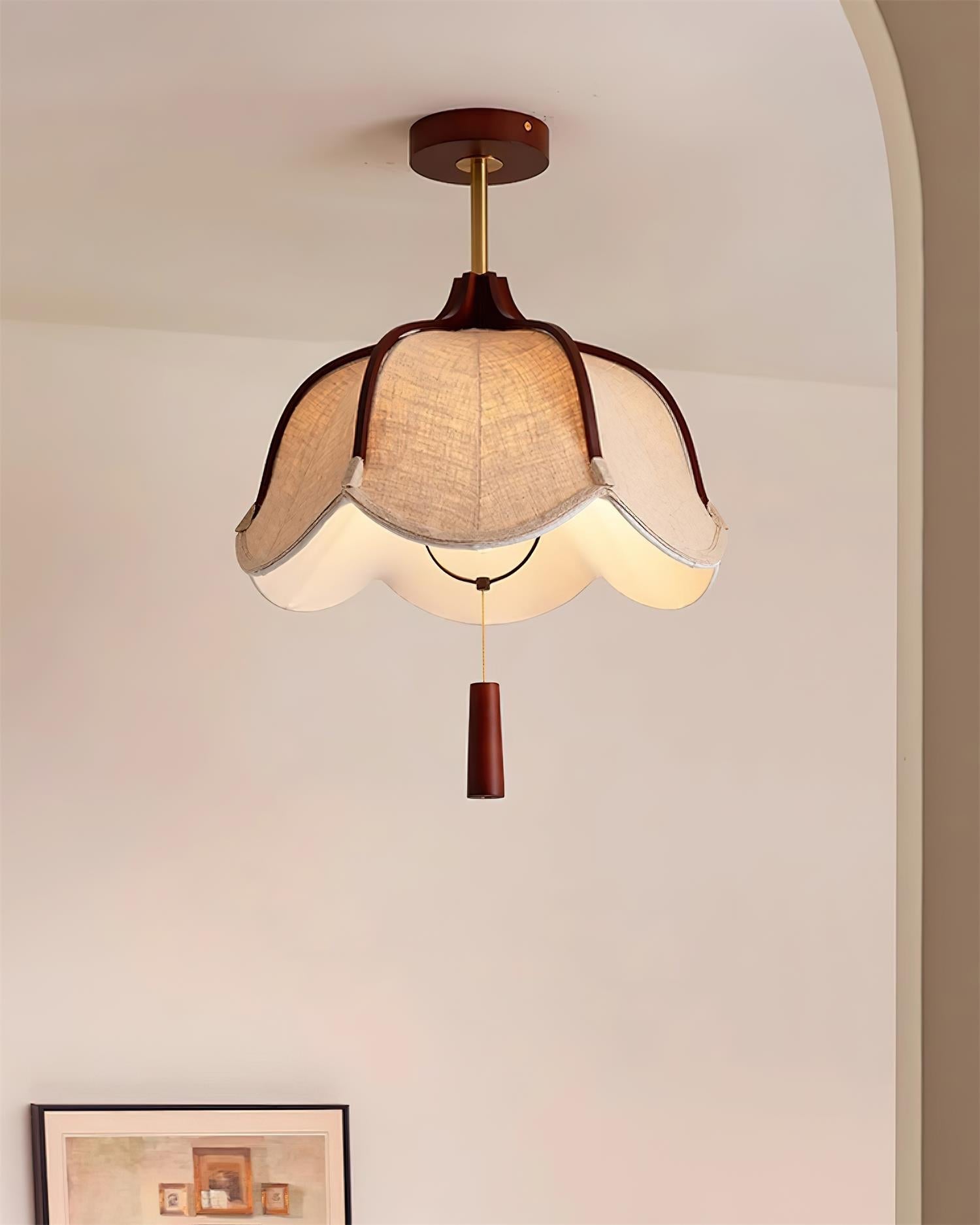 Givola Vintage Fabric Semi Flush Mount Ceiling Light