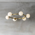 Helix Chandelier Alabaster Globe Halo