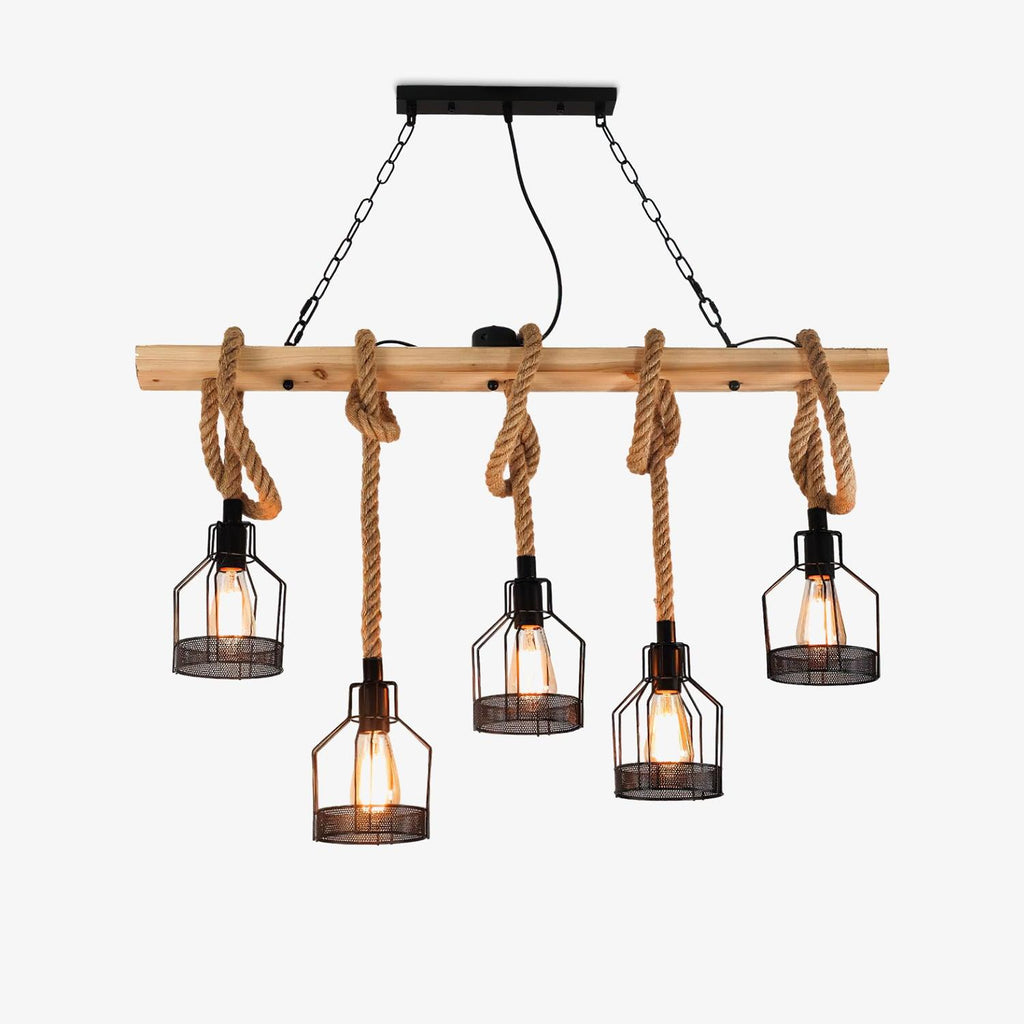 Quoro Hemp Rope Industrial Grenade Chandelier