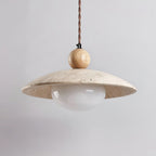 Travaro Travertine Pendant Light with Wooden Accent
