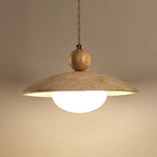 Travaro Travertine Pendant Light with Wooden Accent