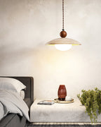 Travaro Travertine Pendant Light with Wooden Accent