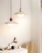 Travaro Travertine Pendant Light with Wooden Accent