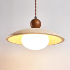 Travaro Travertine Pendant Light with Wooden Accent