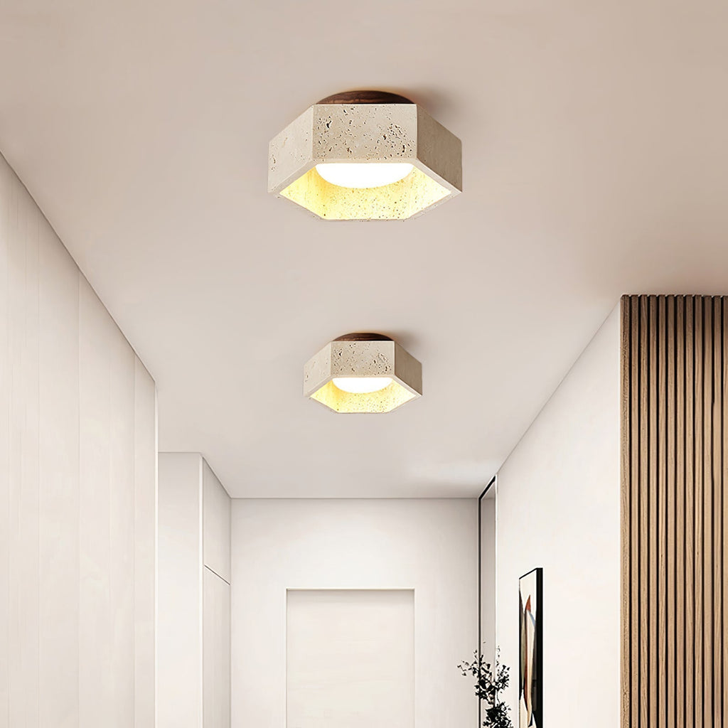 Hexara Travertine Hexagonal Ceiling Light