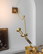 Wall Lamp Adjustable Brass Walnut Vintage Spotlight Industrial Task Sconce