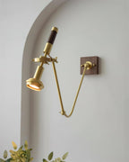 Wall Lamp Adjustable Brass Walnut Vintage Spotlight Industrial Task Sconce