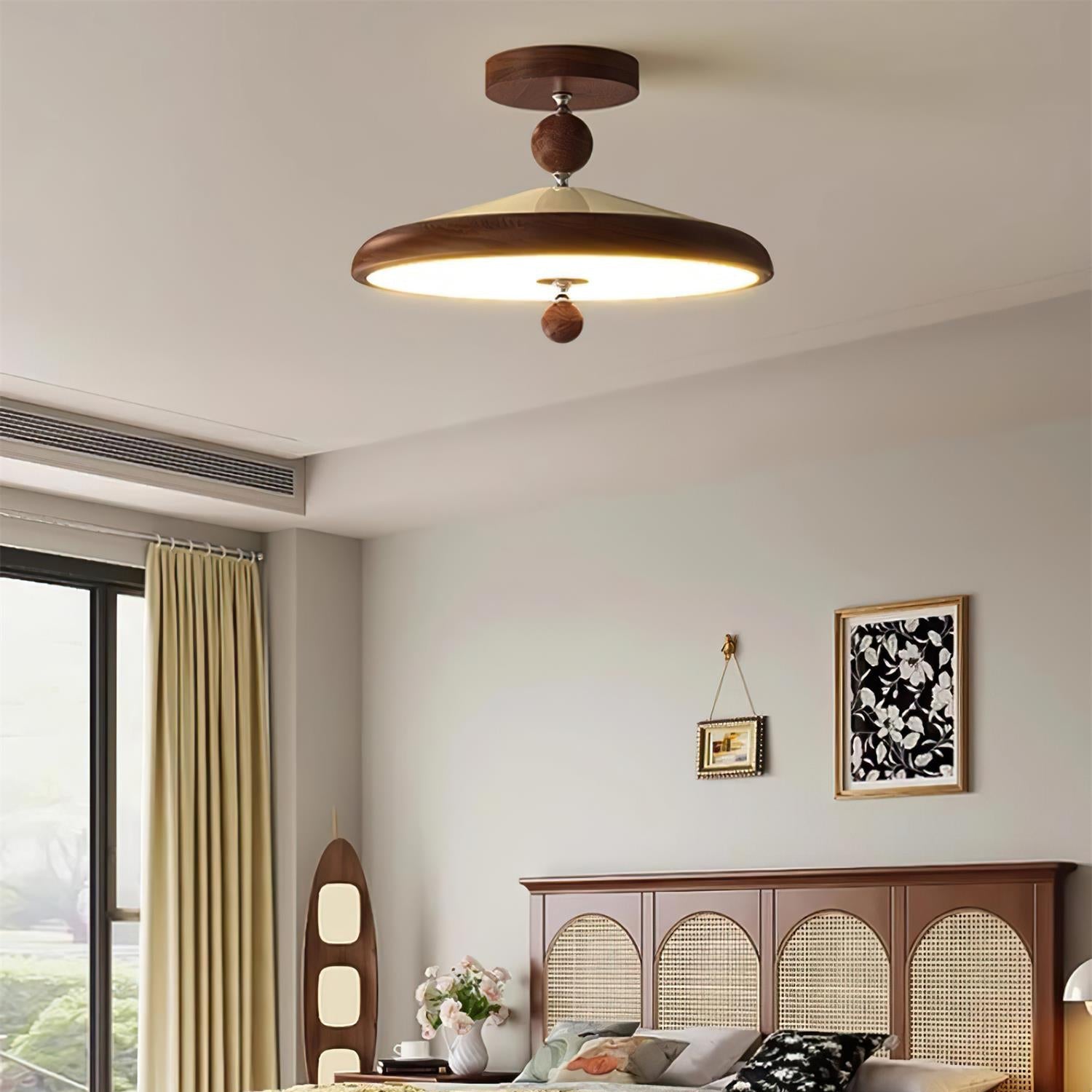 Belano Wooden Frame Round Ceiling Light