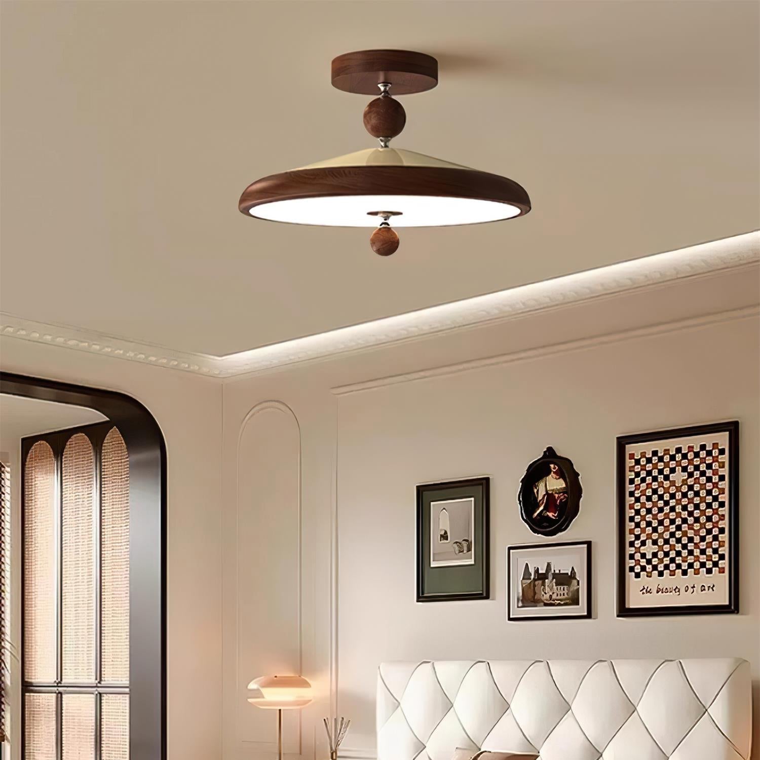 Belano Wooden Frame Round Ceiling Light