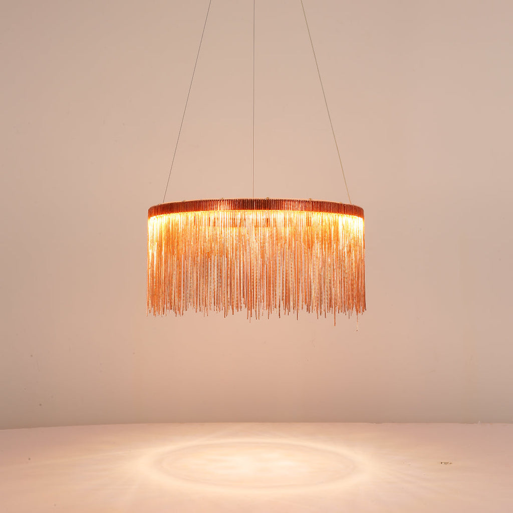 Arisha Tassel Chain Art Deco Pendant Light Silver/Gold Living Room/Hall