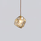 Pendant Light Walnut Wood Glass Cube