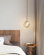 Pendant Light Walnut Wood Glass Cube