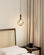 Pendant Light Walnut Wood Glass Cube