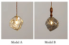 Pendant Light Walnut Wood Glass Cube