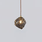 Pendant Light Walnut Wood Glass Cube