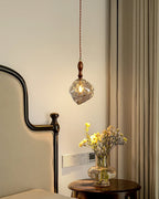 Pendant Light Walnut Wood Glass Cube