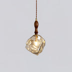 Pendant Light Walnut Wood Glass Cube