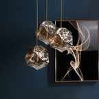 Ice Glass Pendant Light Brass
