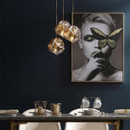 Ice Glass Pendant Light Brass