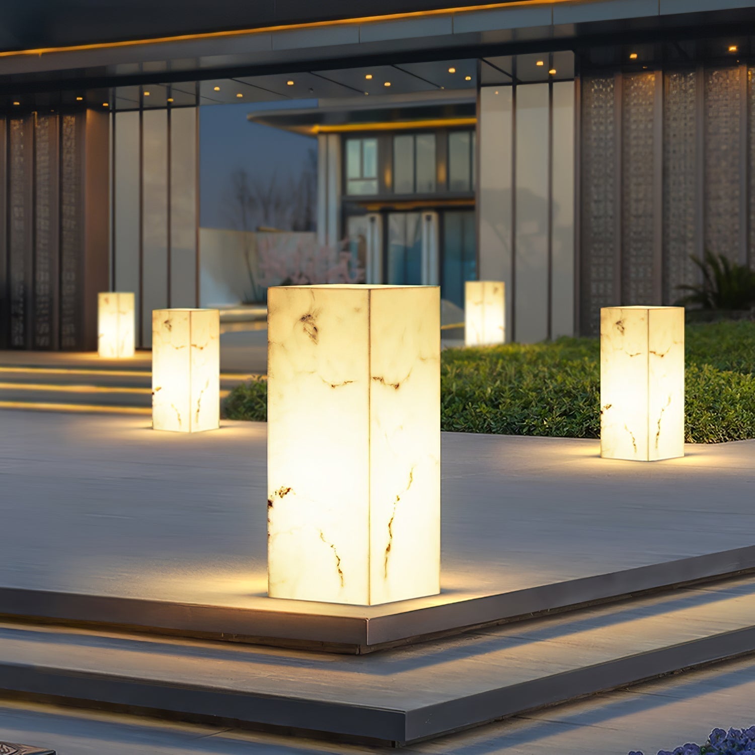 Ray Imitation Marble Cube Outdoor Light