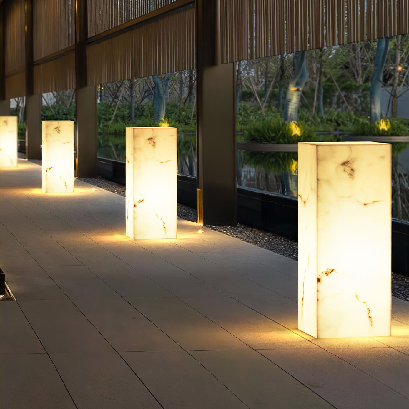 Ray Imitation Marble Cube Outdoor Light