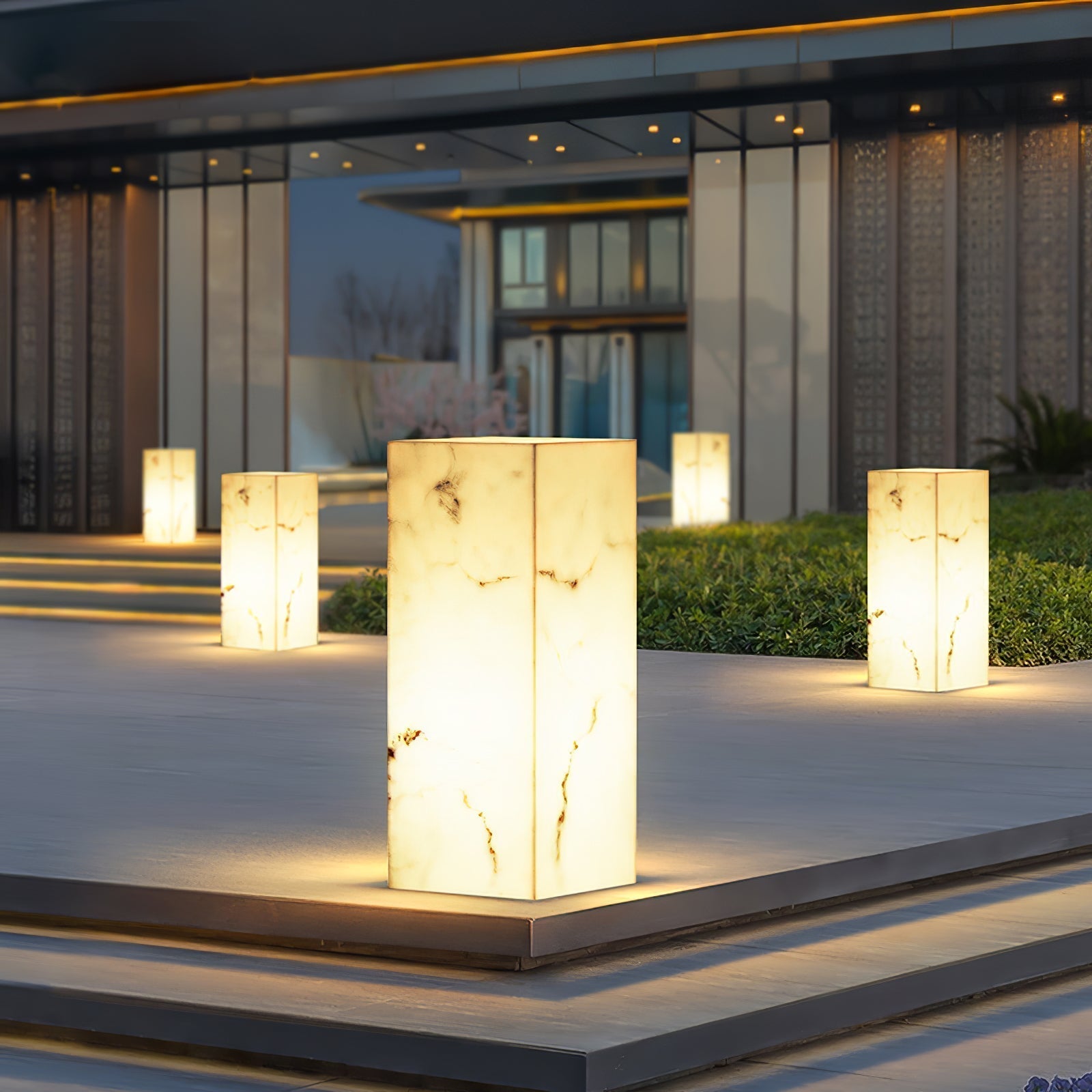 Ray Imitation Marble Cube Outdoor Light