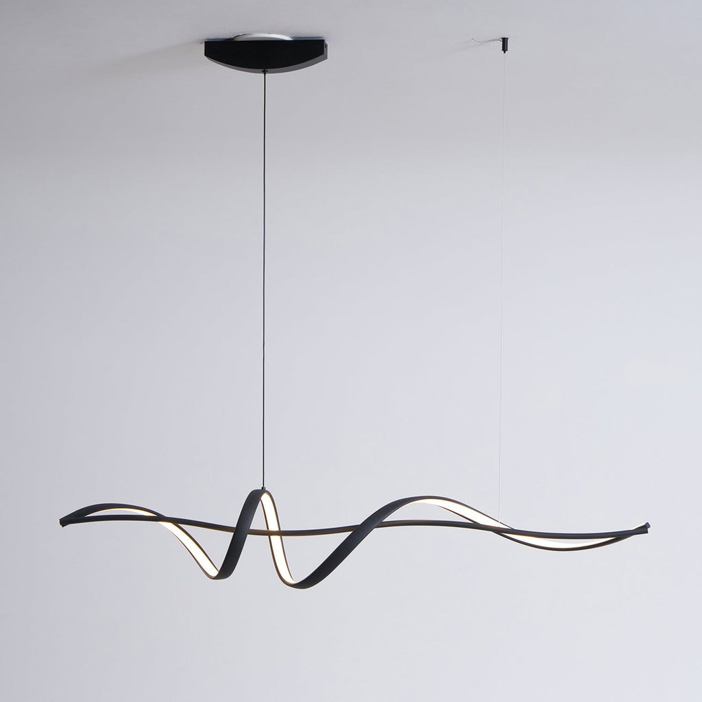 Aveline Modern Black LED Wave Pendant Light
