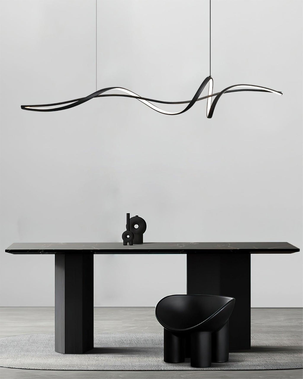 Aveline Modern Black LED Wave Pendant Light