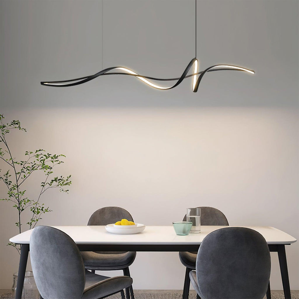 Aveline Modern Black LED Wave Pendant Light