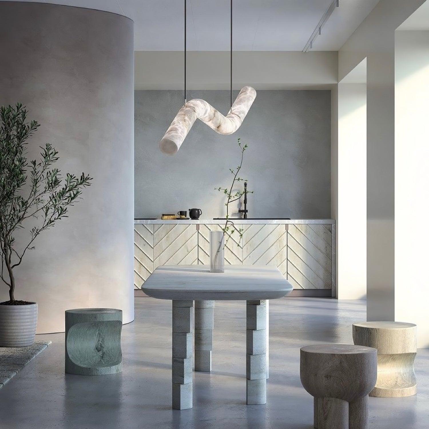 Utalyra Curved Alabaster Pendant Light