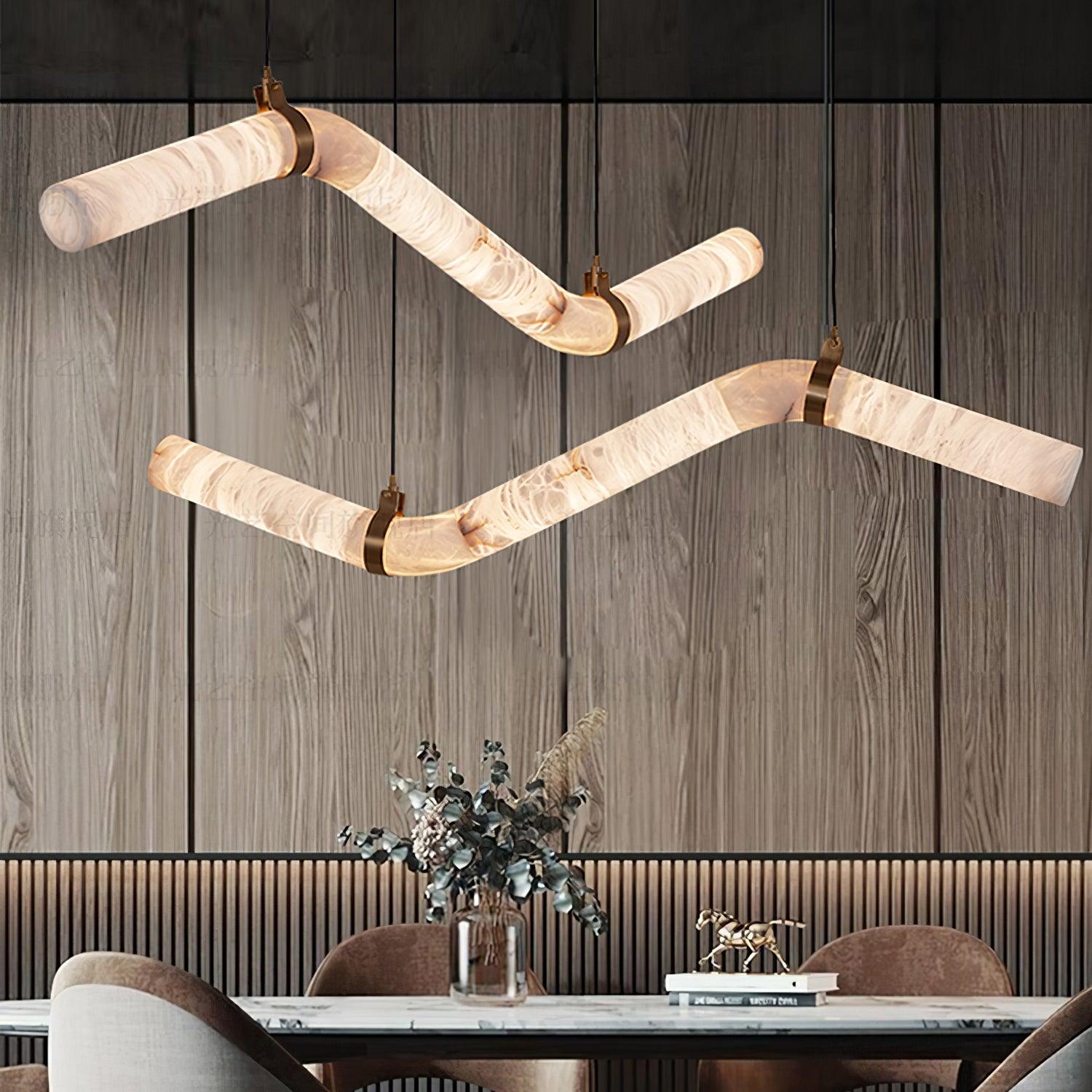 Utalyra Curved Alabaster Pendant Light