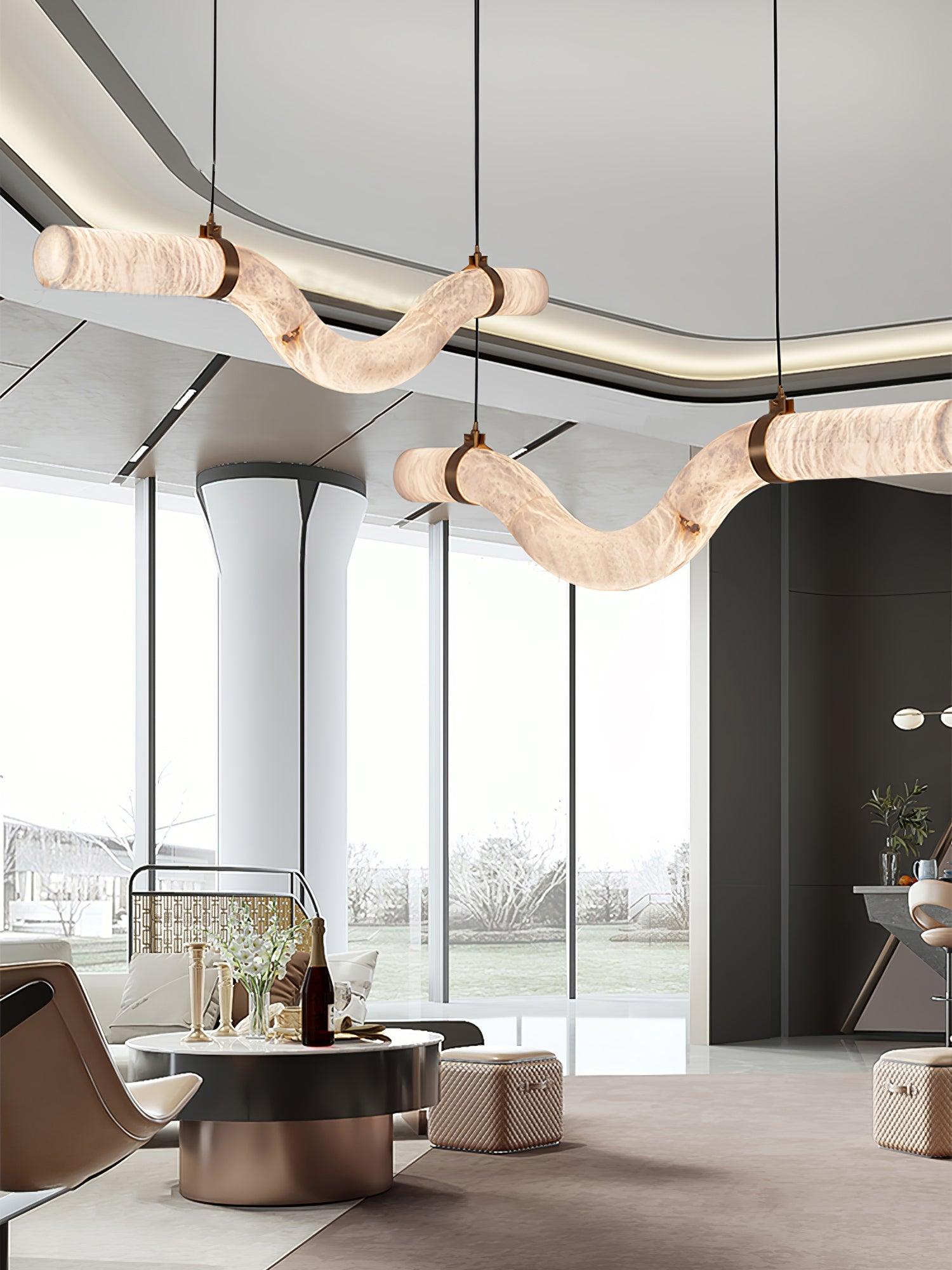 Utalyra Curved Alabaster Pendant Light