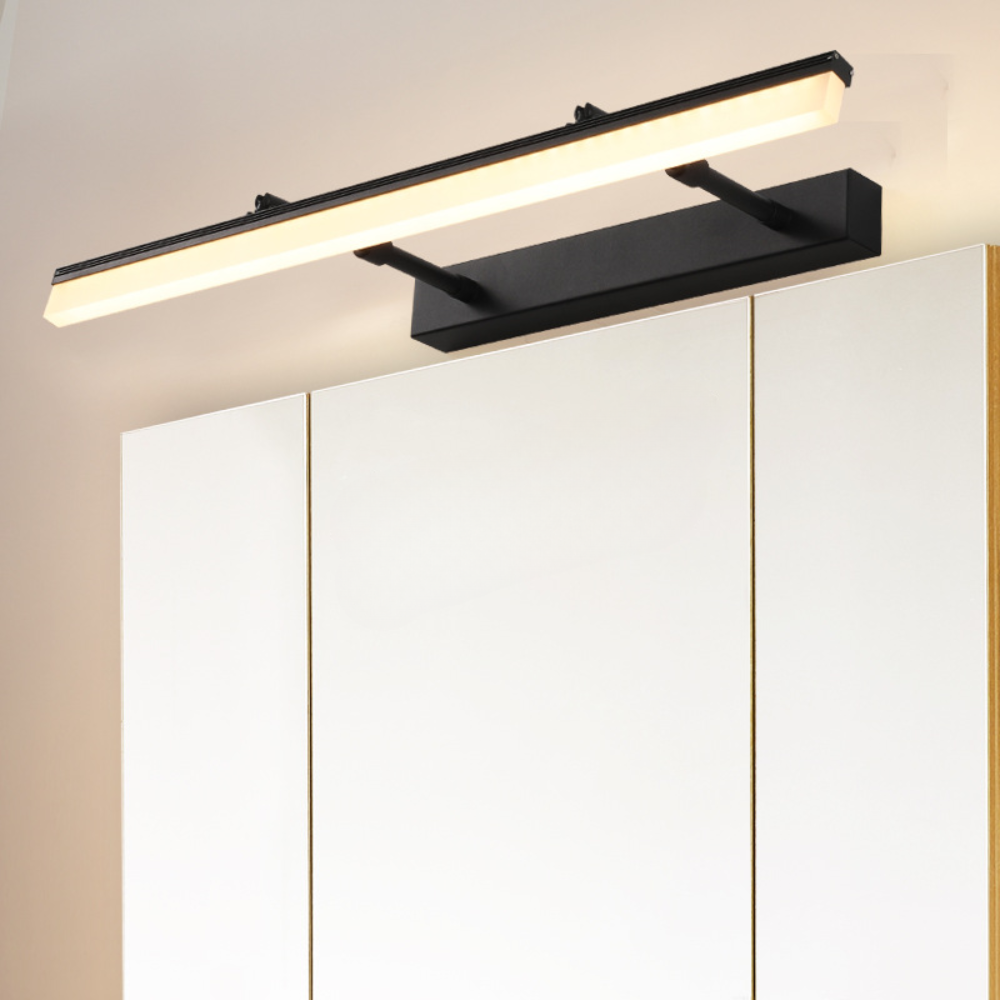 Arisha Minimalist Linear Cylindrical Metal/ Wall Lamp, Black, Bathroom