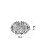 Pendant Light with Fabric Shade, Wooden Frame, and Wire Detail
