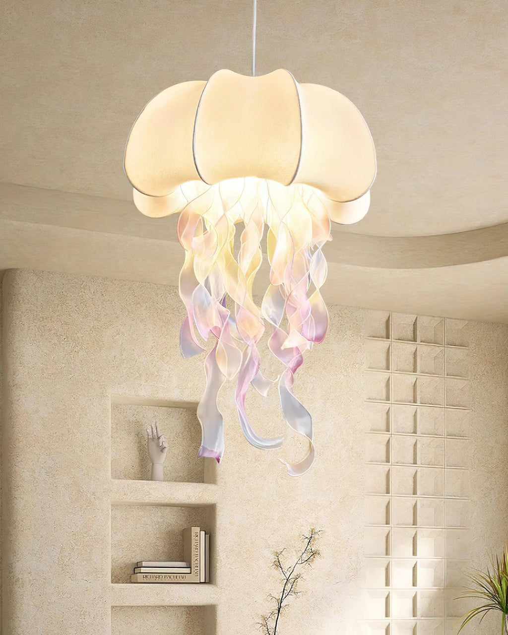 Jellyfish Pendant Light with Iridescent Ribbons