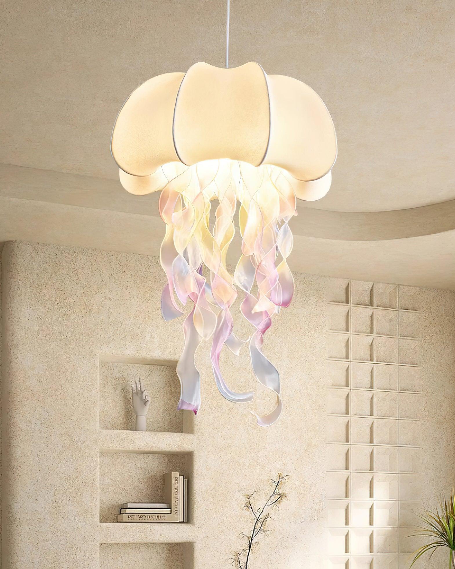 Jellyfish Pendant Light with Iridescent Ribbons