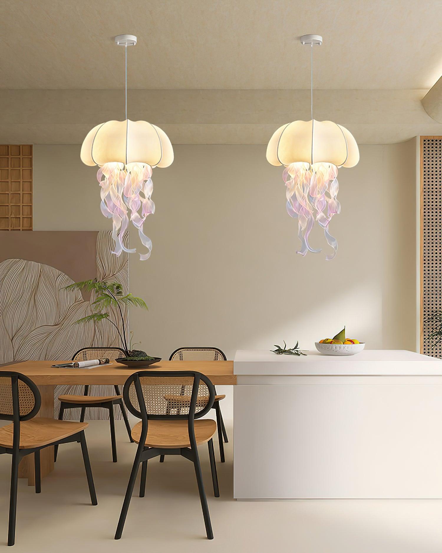 Jellyfish Pendant Light with Iridescent Ribbons